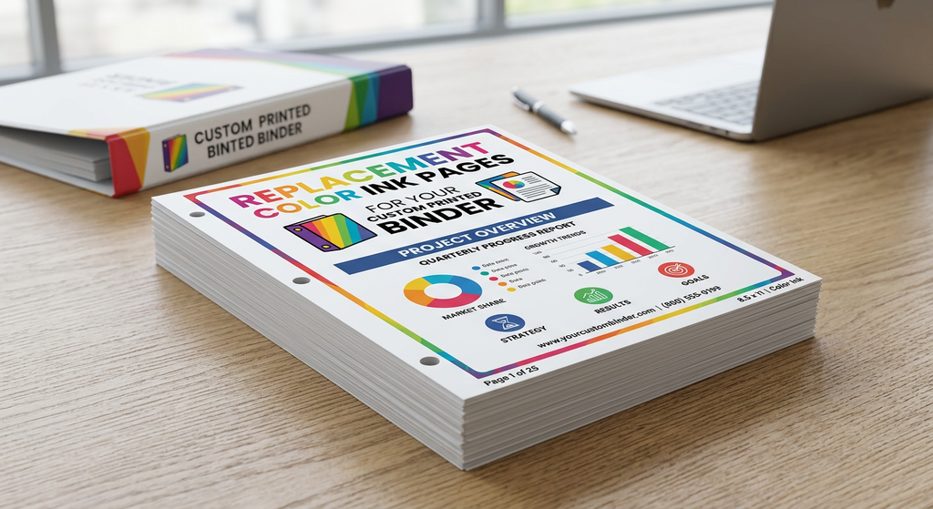 Replacement 8.5 x 11 COLOR ink pages for Custom Printed Binder
