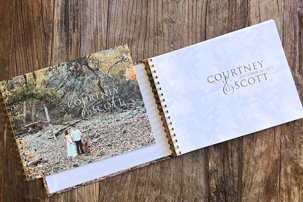 Hard Cover, wire-o 8.5 x 11 Landscape Guest Book, COLOR text pages